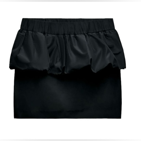 ZARA NWT Black Voluminous Taffeta Mini Skirt Small Bubble Waist Limited Edition - Picture 9 of 13